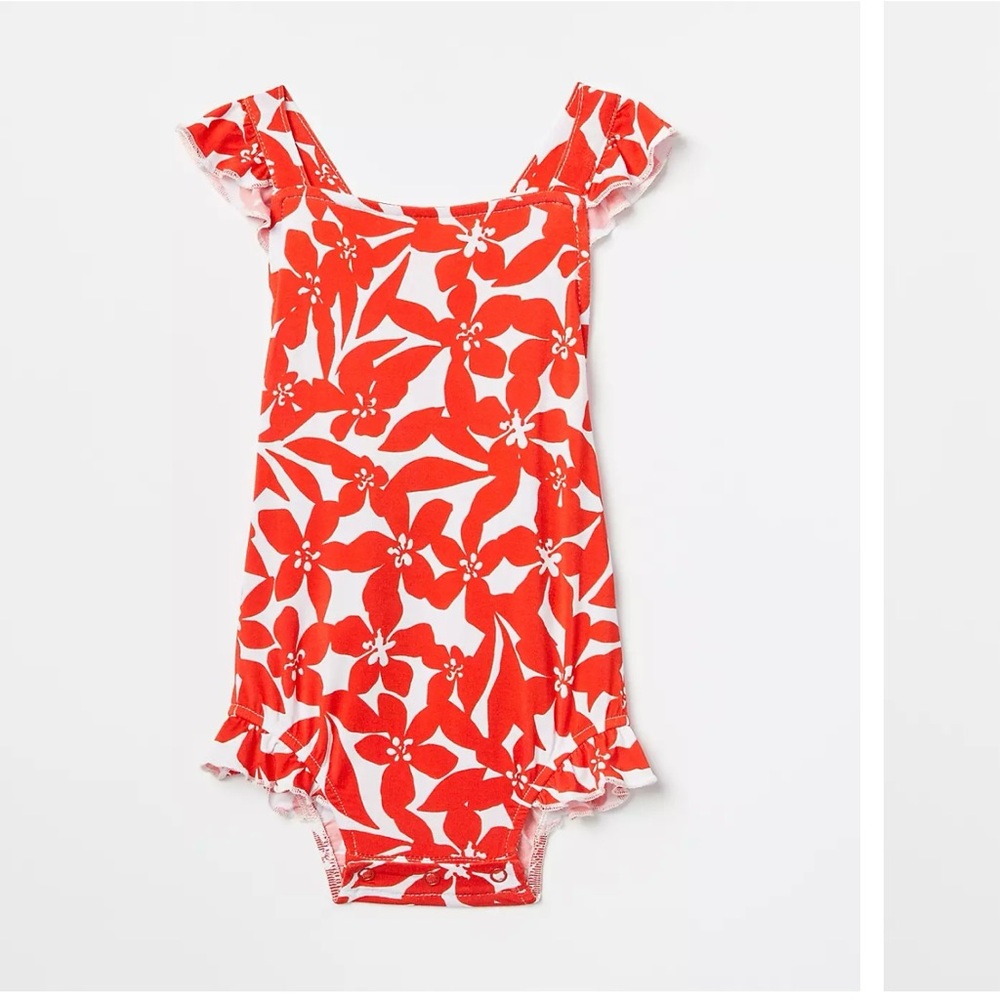 Posh Peanut Red Floral Baby Romper
